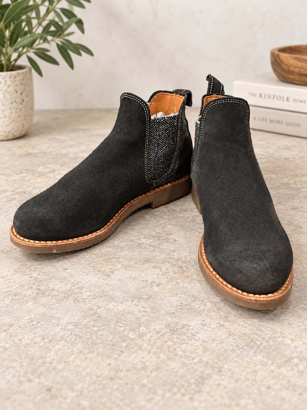 Penelope Chilvers Safari Black Suede Chelsea Boots Women’s EU 37 Herringbone